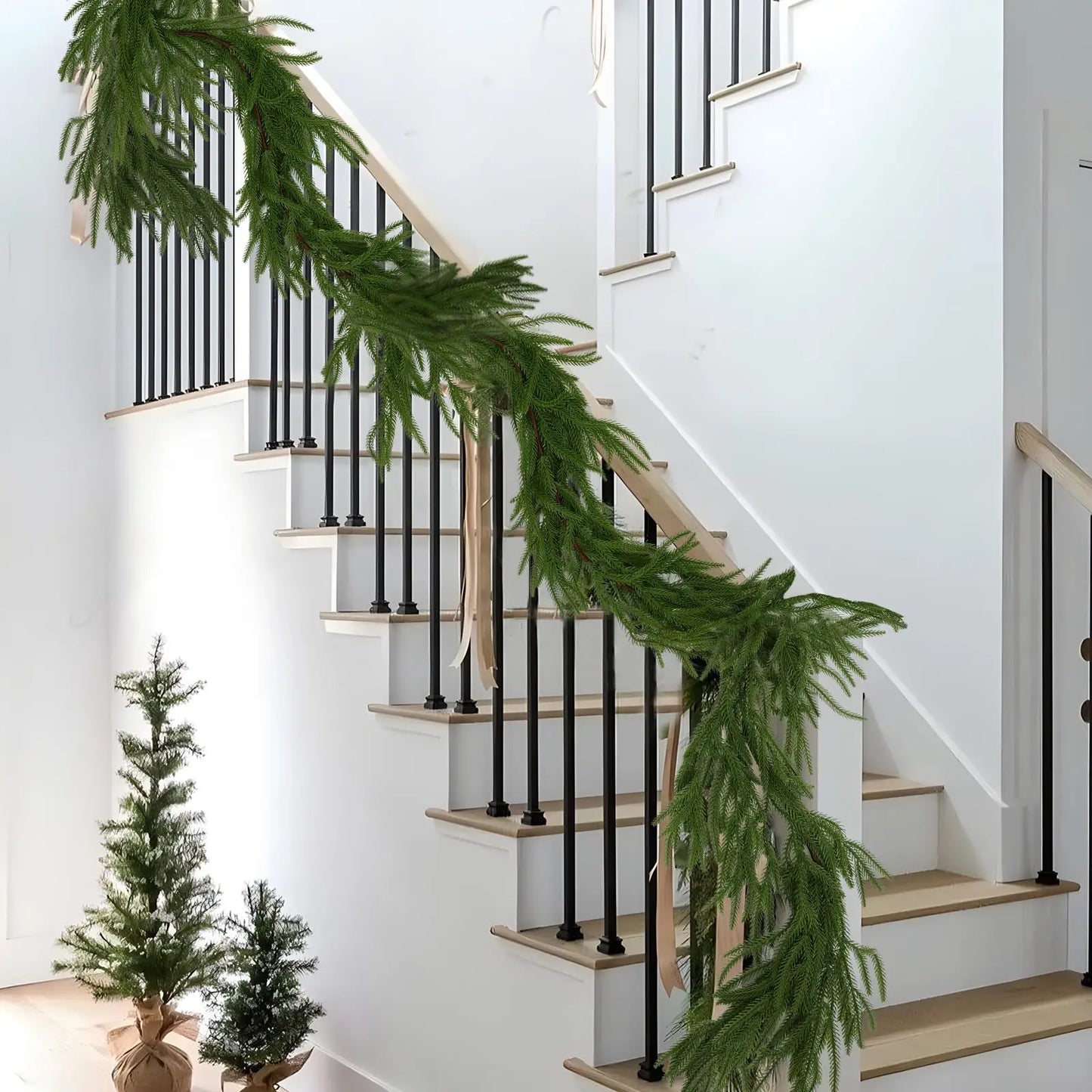 Festive faux cedar garlands